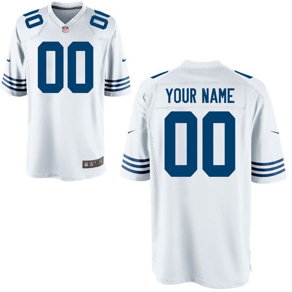 Men Indianapolis Colts Custom White Throwback Game NFL Jersey